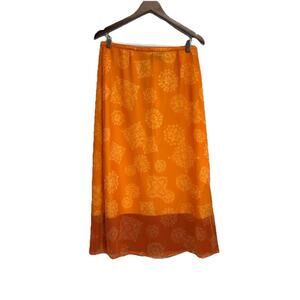 VTG Y2k Maxi Skirt Sz 10 Hippie Boho Festival‎ Fairy Bright Orange Whimsy Sheer